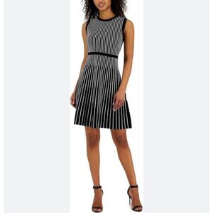 Calvin Klein black & white knit dress
